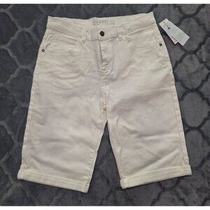NWT Guess Eco White Denim Bermuda Shorts with Rolled Hem/Size 18*(see pictures a